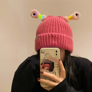 Lustige Froschmütze mit Augen – Strick-Beanie in 13 Farben