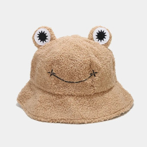 Süßer Frosch Fischerhut mit Lächeln – Plüsch Hut in 4 Farben