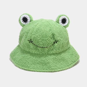 Süßer Frosch Fischerhut mit Lächeln – Plüsch Hut in 4 Farben
