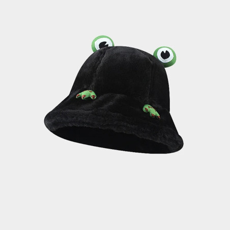 Frosch Hut 'Kuschelaugen' – Warmer Plüsch Fischerhut 4 Farben