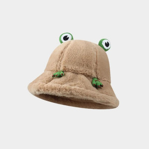 Frosch Hut 'Kuschelaugen' – Warmer Plüsch Fischerhut 4 Farben