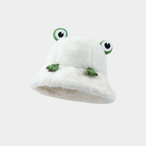 Frosch Hut 'Kuschelaugen' – Warmer Plüsch Fischerhut 4 Farben