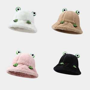 Frosch Hut 'Kuschelaugen' – Warmer Plüsch Fischerhut 4 Farben