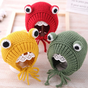 Gestrickte Froschmütze mit lustigen Augen - 5 Farben