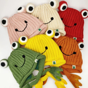 Froschmütze für Kinder | Süße Strickmütze in 6 Farben