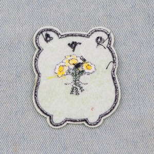 Süßer Frosch Aufnäher mit Blumen | Patch zum Aufbügeln