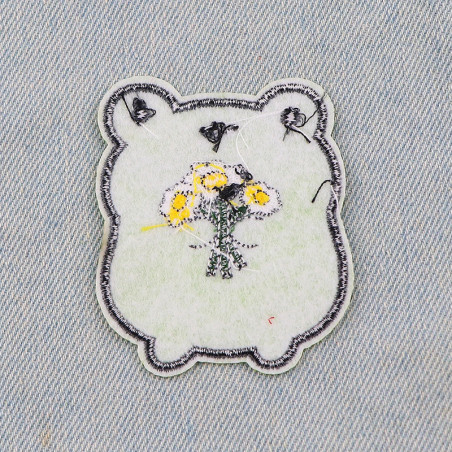 Süßer Frosch Aufnäher mit Blumen | Patch zum Aufbügeln