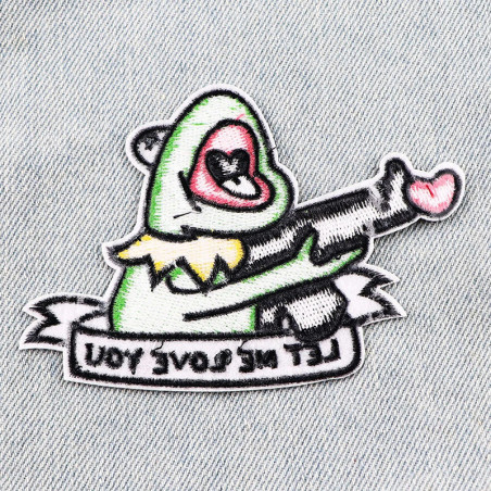 Frosch Bügelpatch "Let Me Love You!" | Süßer Aufnäher Geschenk