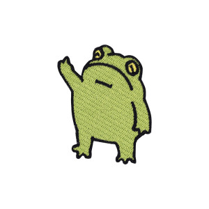 Aufnäher Mürrischer Frosch - Lustiger Patch zum Aufbügeln