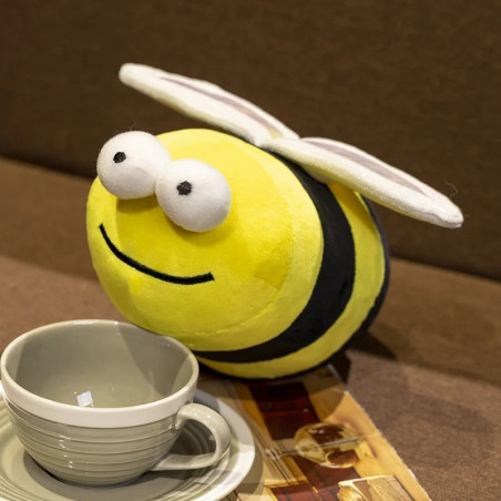 Détails de la Peluche abeille blanche très douce avec un petit sourire adorable