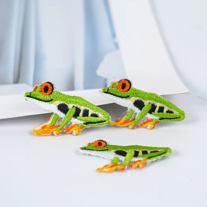 Tropischer Frosch Aufbügler – Bunt gestickter Aufnäher