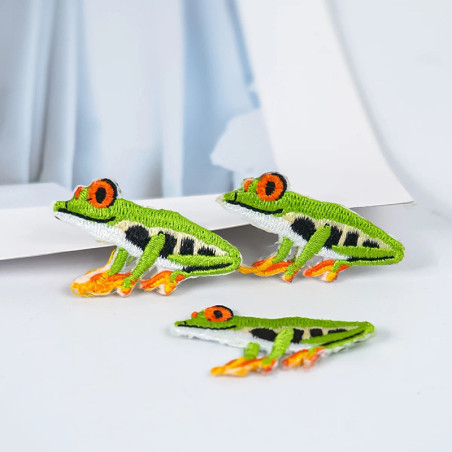 Tropischer Frosch Aufbügler – Bunt gestickter Aufnäher
