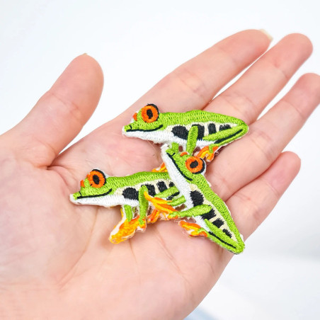 Tropischer Frosch Aufbügler – Bunt gestickter Aufnäher