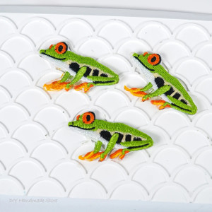 Tropischer Frosch Aufbügler – Bunt gestickter Aufnäher
