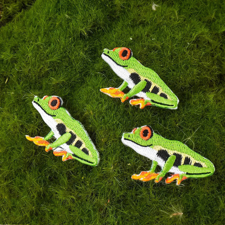 Tropischer Frosch Aufbügler – Bunt gestickter Aufnäher