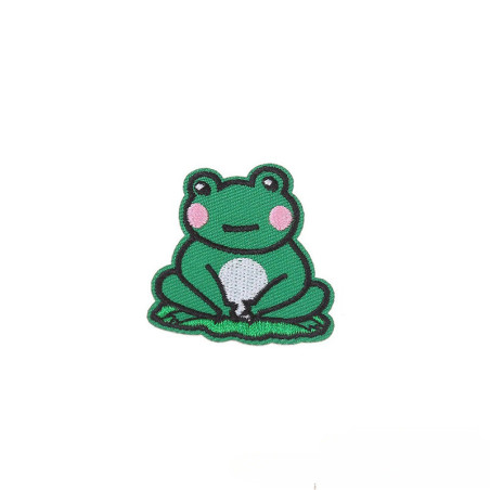 Aufnäher Meditierender Frosch zum Aufbügeln – Zen Stickerei