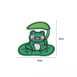 Aufnäher Frosch Lotus zum Aufbügeln – Süße Stickerei 6x6 cm