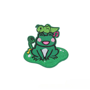 Aufnäher Frosch & Grille | Lustiges Bügelbild für Kleidung