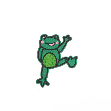 Bügelpatch Tanzender Frosch – Süße Sumpf Stickerei 6,2 cm