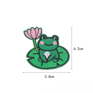 Frosch Aufnäher zum Aufbügeln | Seerose Stickerei 6,2 cm