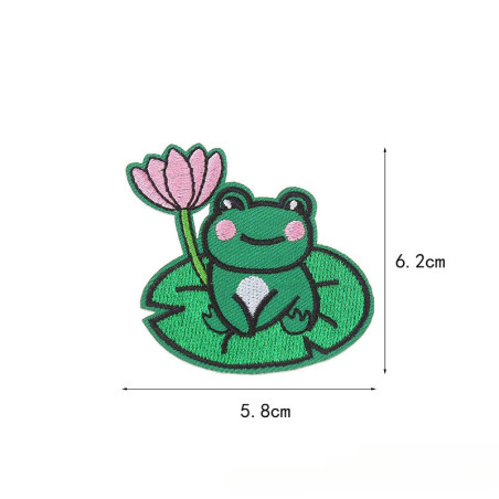Frosch Aufnäher zum Aufbügeln | Seerose Stickerei 6,2 cm