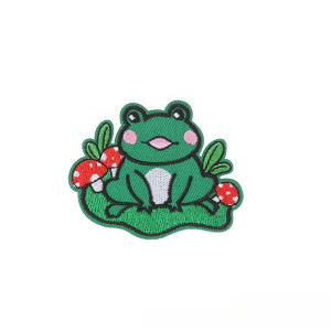 Aufnäher Frosch Zauberwald zum Aufbügeln – Stickerei 5,4x6,4 cm