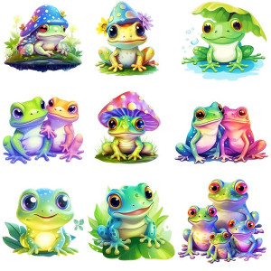 Frosch Bügelbilder 9er-Set | Süße Aufnäher zum Aufbügeln
