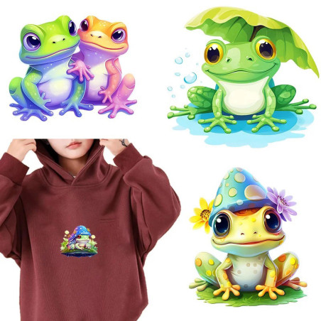 Frosch Bügelbilder 9er-Set | Süße Aufnäher zum Aufbügeln