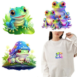 Frosch Bügelbilder 9er-Set | Süße Aufnäher zum Aufbügeln