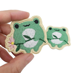 Frosch Aufnäher zum Aufbügeln | Süße Sakura Stickerei