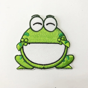 Lustiger Frosch Aufnäher zum Aufbügeln – 5.1 x 4.6 cm