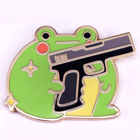 Aufnäher Kawaii Frosch mit Pistole – Süß & Rebellisch