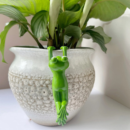 Lustige Frosch-Figur aus Harz für Blumentopf | Süße Deko