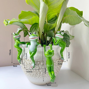 Lustige Frosch-Figur aus Harz für Blumentopf | Süße Deko