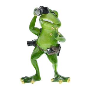 Reisefrosch Figur | Lustiger Frosch als Fotograf & Entdecker