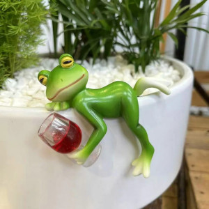Frosch Figur mit Weinglas – Lustige Deko & Geschenkidee