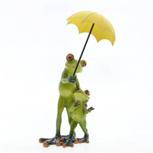 Froschfigur Familie im Regen – Süße Deko & Familiengeschenk