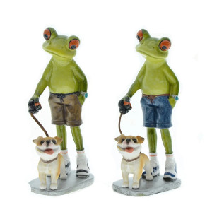 Froschfigur mit Hund – Originelle & süße Spaziergang-Deko
