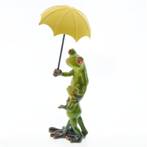 Froschfigur Familie im Regen – Süße Deko & Familiengeschenk