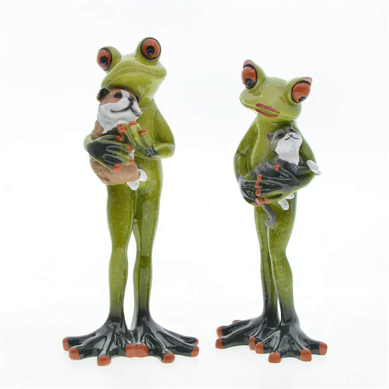 Lustige Froschfiguren mit Katze & Hund | Süße Geschenkidee