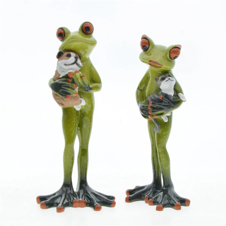 Lustige Froschfiguren mit Katze & Hund | Süße Geschenkidee