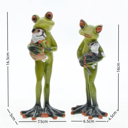 Lustige Froschfiguren mit Katze & Hund | Süße Geschenkidee