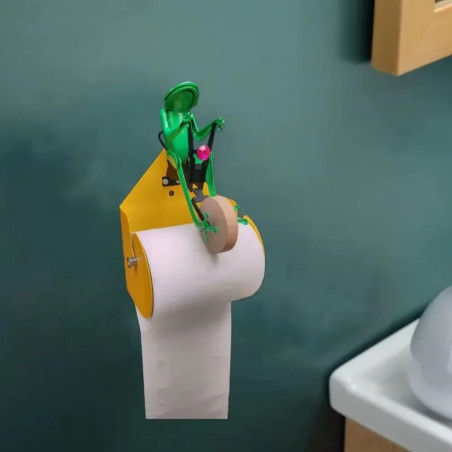 Toilettenpapierhalter Frosch auf Fahrrad – Lustige WC Deko