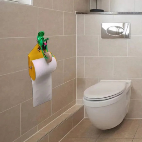 Toilettenpapierhalter Frosch auf Fahrrad – Lustige WC Deko