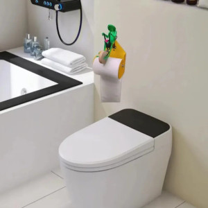 Toilettenpapierhalter Frosch auf Fahrrad – Lustige WC Deko