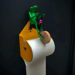 Toilettenpapierhalter Frosch auf Fahrrad – Lustige WC Deko