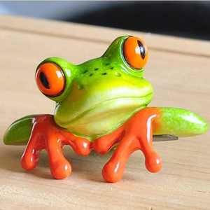 Schelmischer 3D-Frosch – Tropische Deko-Figur aus Harz
