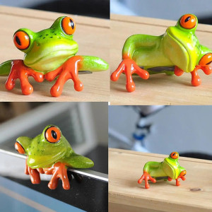 Schelmischer 3D-Frosch – Tropische Deko-Figur aus Harz