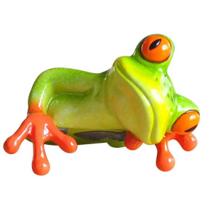Schelmischer 3D-Frosch – Tropische Deko-Figur aus Harz