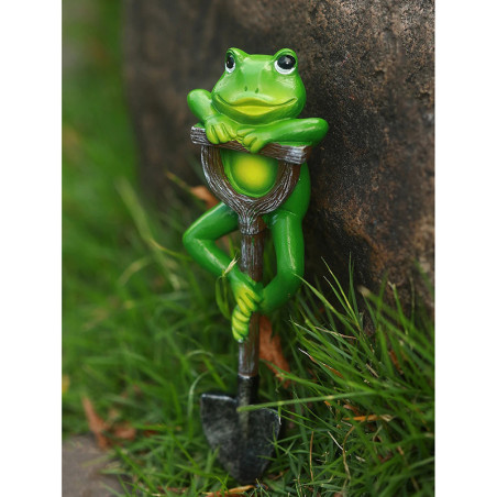 Frosch an Schaufel Ornament – Lustige & süße Gartendeko